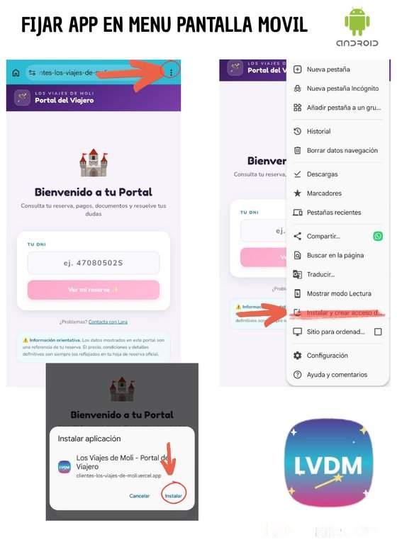 Cómo fijar la App de Los Viajes de Moli en la pantalla de inicio en Android