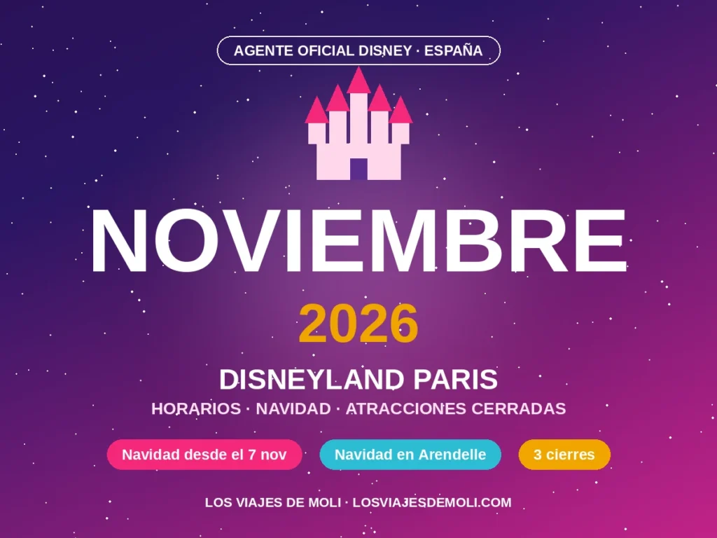 Disneyland Paris noviembre 2026: horarios, Navidad y atracciones cerradas, por una agente Disney oficial