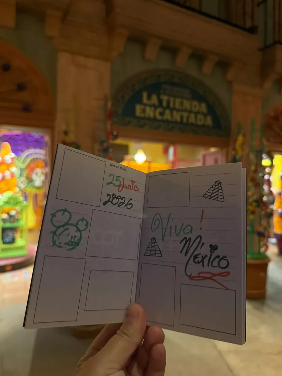 Pasaporte de EPCOT sellado en el pabellón de México de World Showcase